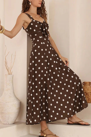 Polka Dot Tie-Front Casual Dress