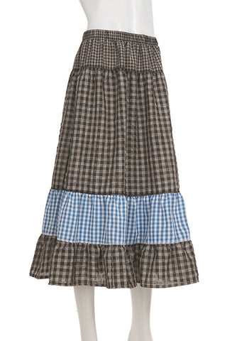 Tiered Gingham Maxi Skirt