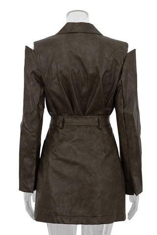 Buttoned Skirt Suit Set with Blazer