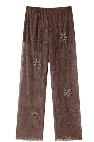 Embellished Strapless Top & Wide-Leg Pants Set