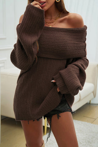 Off-Shoulder Ribbed Sweater