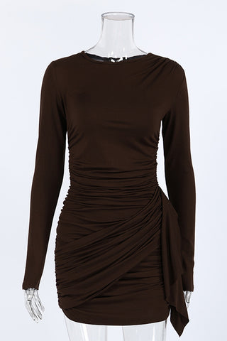 Ruched Long-Sleeve Bodycon Dress
