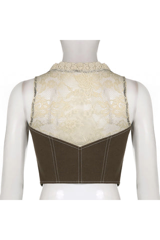 Lace-Trimmed Button-Front Vest