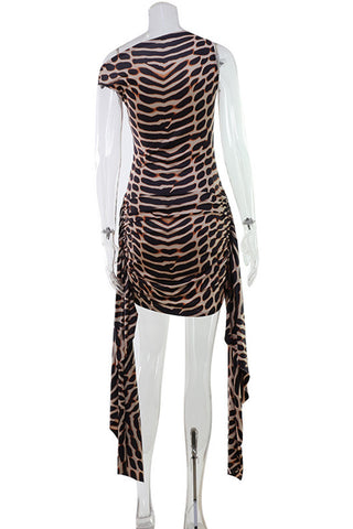 One-Shoulder Asymmetrical Casual Dress
