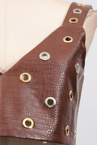 Eyelet Crop Top and Flared Pants Set