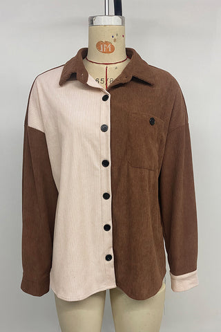 Button-Front Contrast Panel Shirt