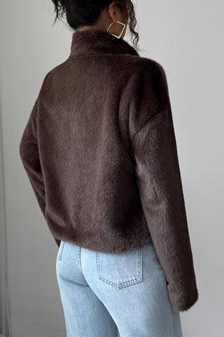 Chic Faux Fur Open Front Coat