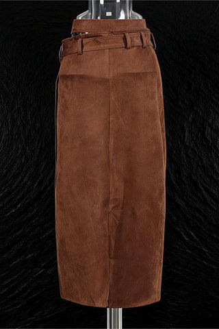 Belted High-Waist Skirt