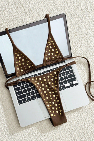 Studded Triangle Bikini Set
