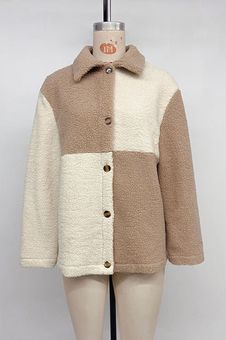 Cozy Patchwork Buttoned Jacket