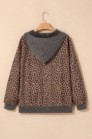 Stylish Zip-Up Leopard Hoodie