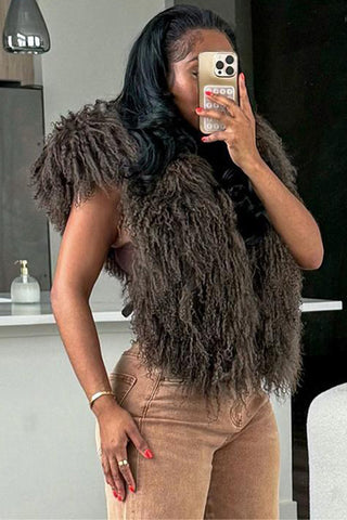 Hooded Faux Fur Vest