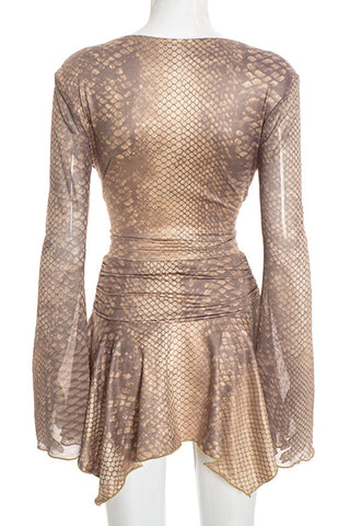 Asymmetrical Skirt Set with Drape Top