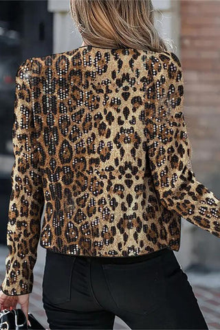 Sequined Animal Print Blazer
