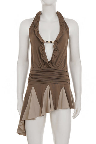 Halter Neck Asymmetrical Mini Dress