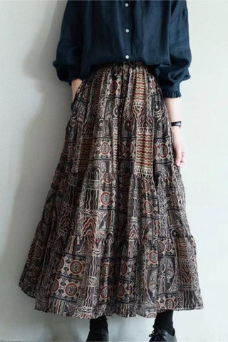 Boho Print Maxi Skirt