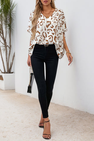 V-Neck Animal Print Relaxed Tee