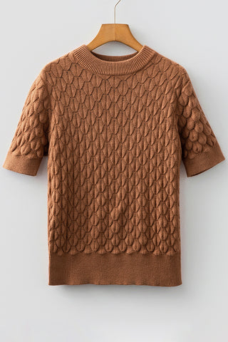 Textured Knit Short Sleeve Sweater