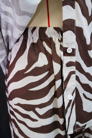 Zebra Print Button-Front Pants Set
