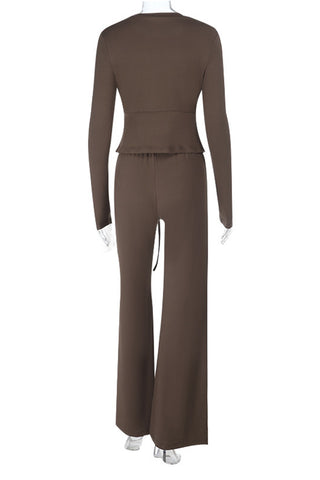 Chic Buttoned Top and Wide-Leg Pant Set