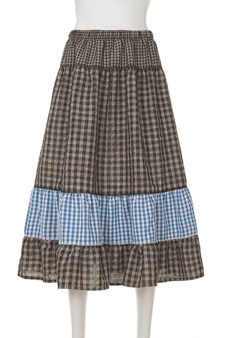 Tiered Gingham Maxi Skirt