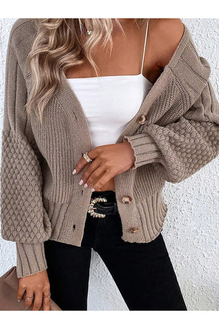 Button-Up Textured Cardigan Sweater