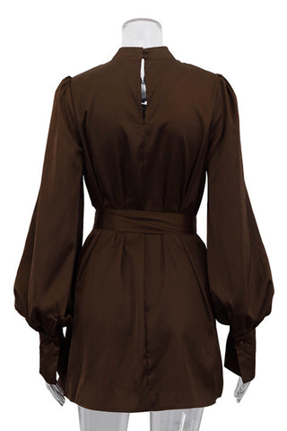 Long Sleeve Belted Mini Dress