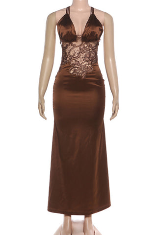Strappy Lace Evening Dress