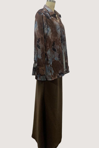 Elegant Printed Blouse and Maxi Skirt Set