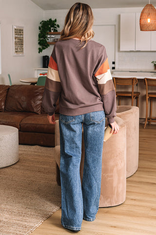 Colorblock Sleeve Casual Sweatshirt
