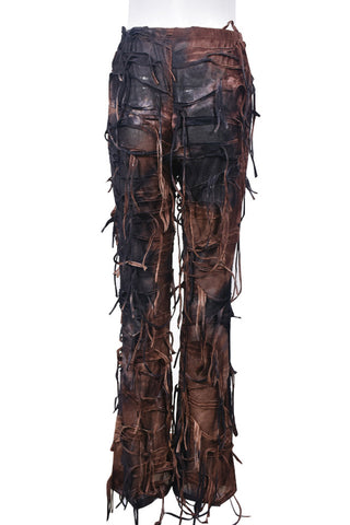 Distressed Fringe Casual Pants