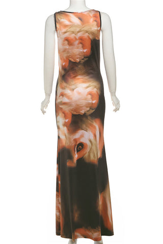 Abstract Print Maxi Dress