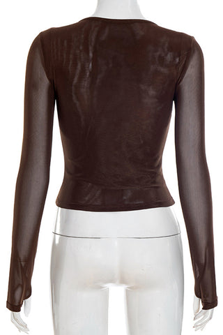 Ruched V-Neck Long Sleeve Blouse