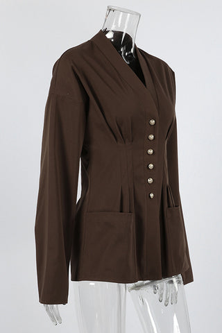 Tailored Button-Front Blazer