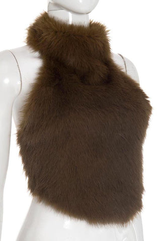 High-Neck Faux Fur Tank Top