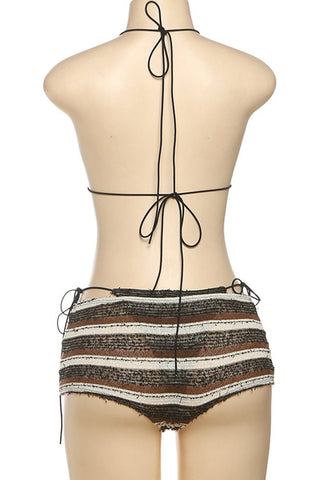 Striped Bikini Set with Tie Details