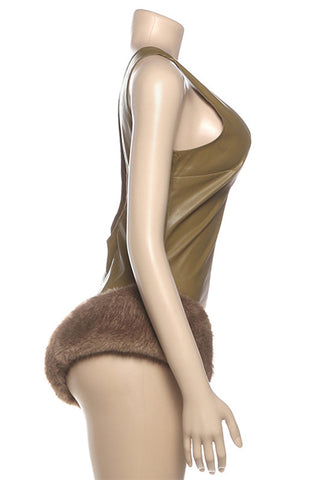 Feather-Embellished Plunge Romper