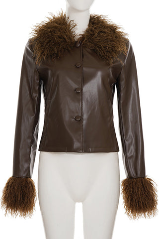 Fur Collar Leather Jacket