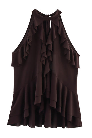 Ruffled Halter Tank Top