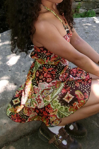 Halter Neck Paisley Casual Dress