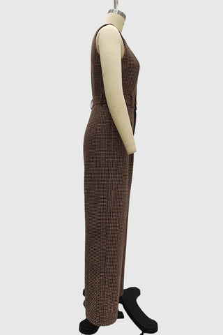 V-Neck Button-Front Jumpsuit