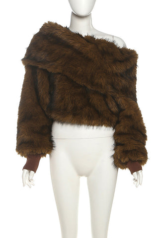 Off-Shoulder Faux Fur Blouse