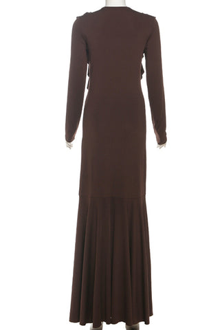 Ruffled Long-Sleeve Casual Dress