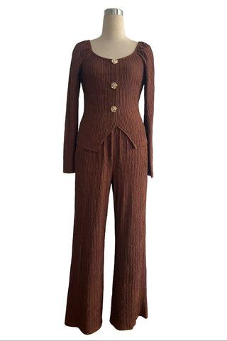 Elegant Button-Accent Pants Set