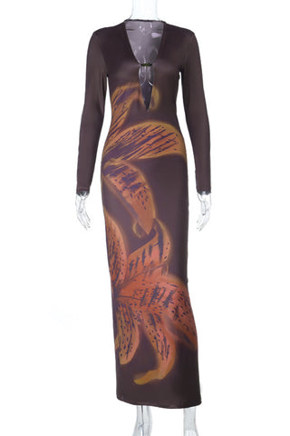 Long Sleeve Floral Casual Maxi Dress