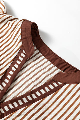 Striped Flutter Sleeve Blouse