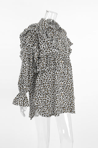 Ruffled Animal Print Blouse