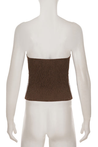 Lace-Up Belted Strapless Top