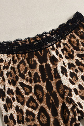 Leopard Print Flare Casual Pants