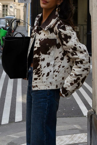 Chic Button-Front Printed Jacket